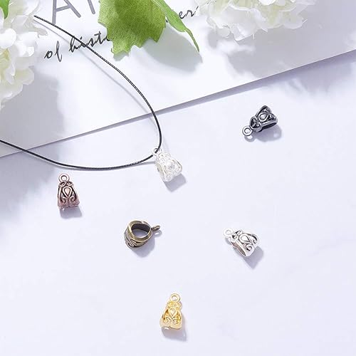 Miniatura 4 de PH PandaHall 180 dijes de cuentas de fianza, 6 colores de plata tibetana, colgantes de tubo de cuentas, eslabones espaciadores, cuentas sueltas con