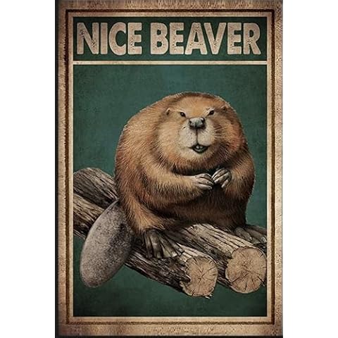 Aperiy Tin Brand Beaver Poster, Love Beaver Art, Beautiful Beaver Poster Wall Art, Warm Home Gift Tin Brandmetal Tin Brand 12x16 Inches Cover