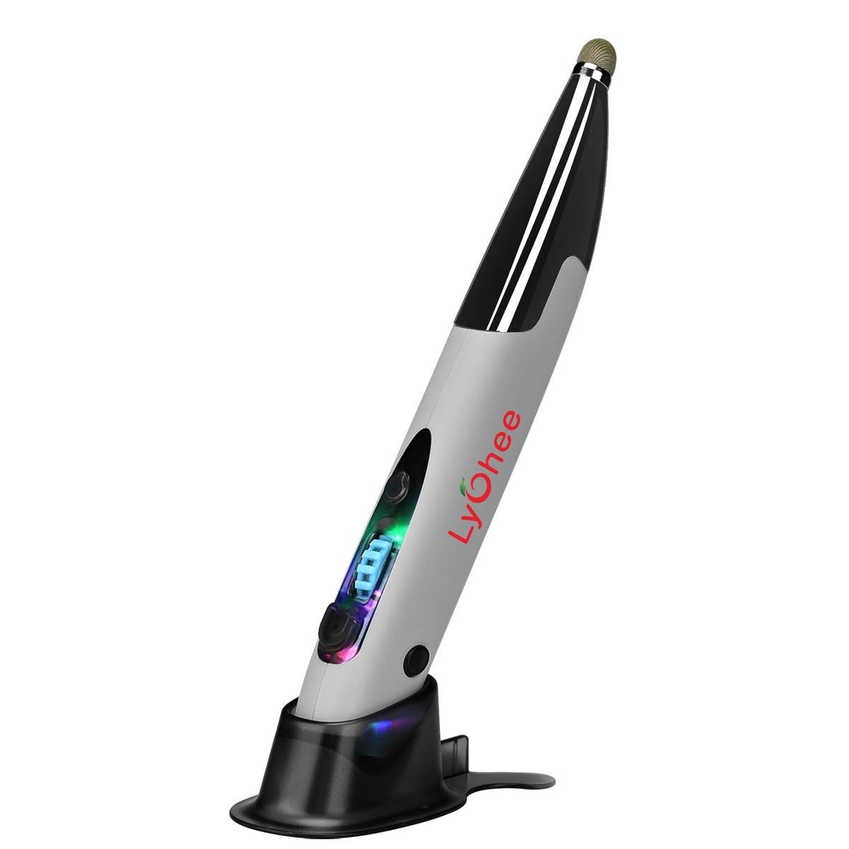 lychee Pocket Pen Mouse Rechargeable, Left/Right-Handed Optical Ergonomic Mouse with Bluetooth and Stylus Function (Grey)