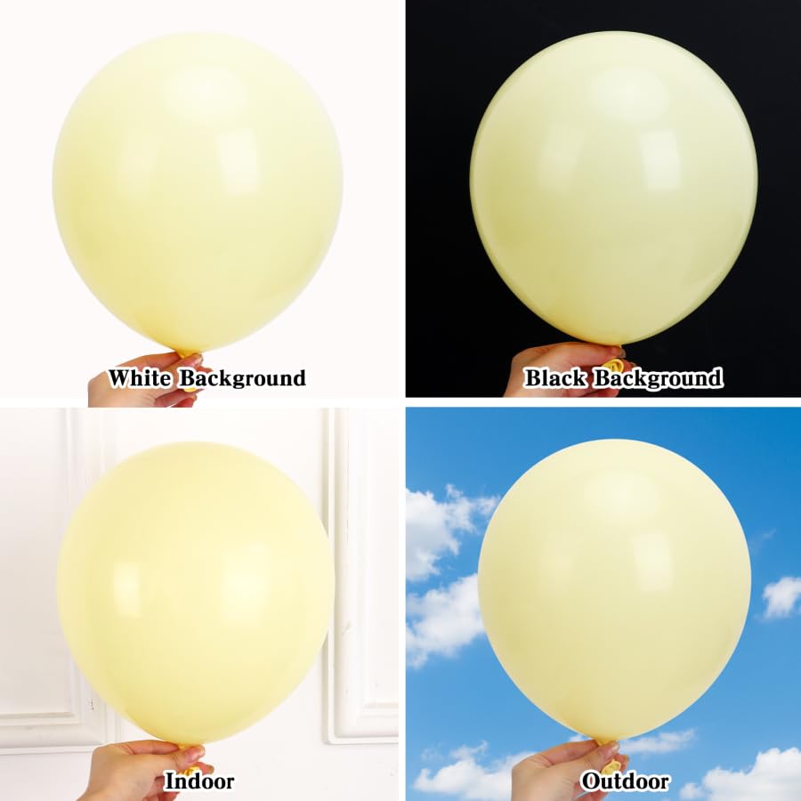 Image of RUBFAC 135pcs Pastel Yellow Balloons, Latex Light Yellow Balloon Different Sizes 18 12 10 5 Inch for Garland Arch Baby Shower Anniversary Wedding Birthday Party Decorations