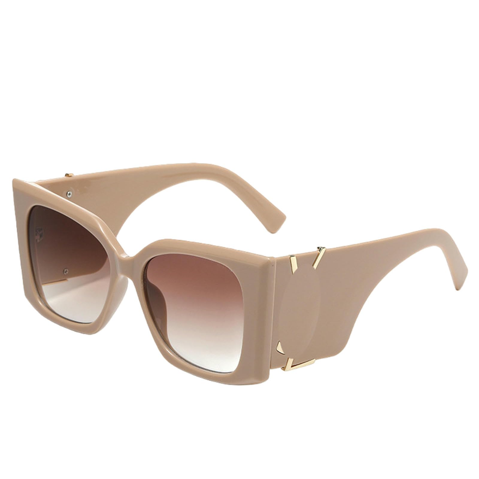 Gyios Sunglasses Mens Women's High Sunshade-beige Frame Gradient Brown Lens