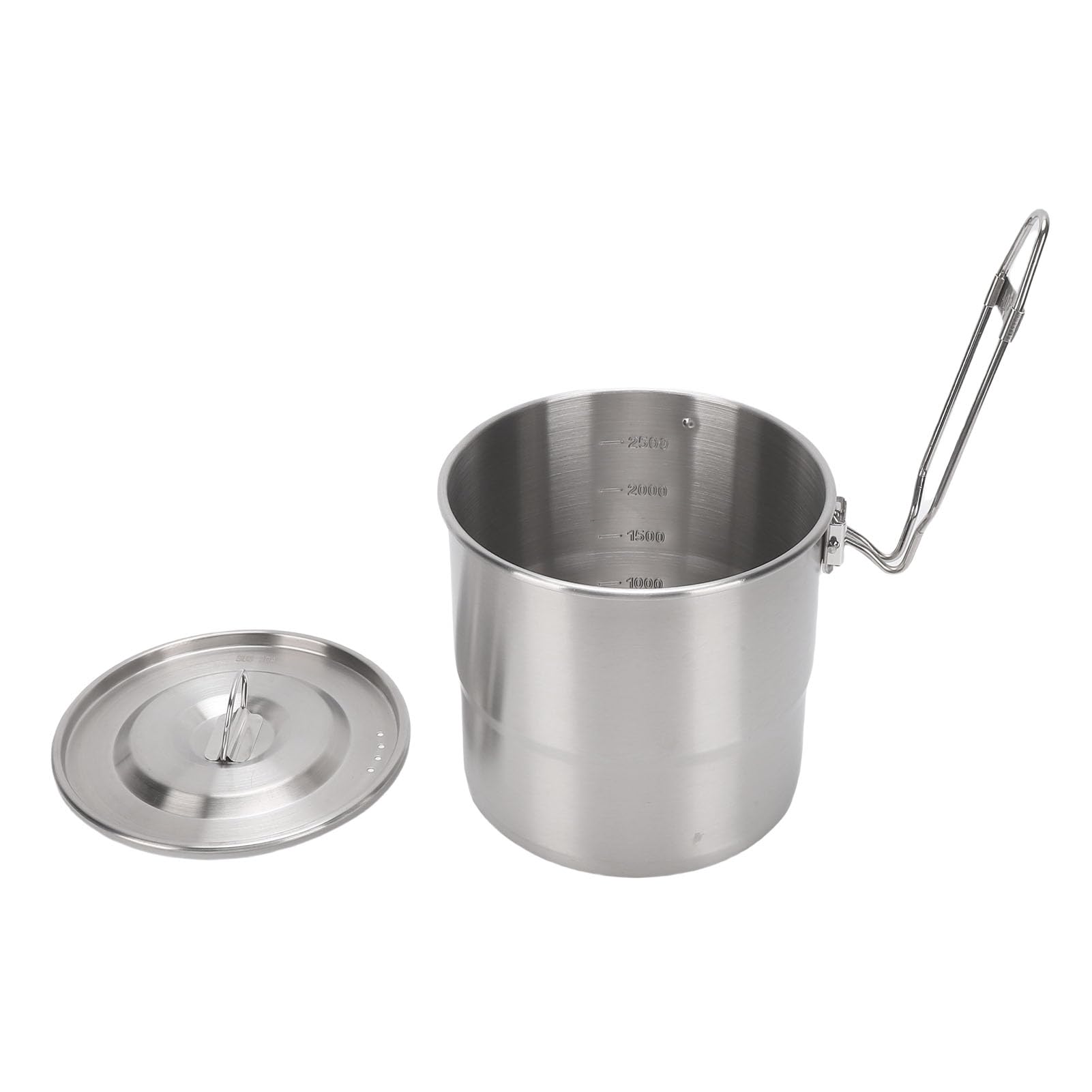 Camping-Topf, 3 l, 304 Edelstahl, tragbarer Metall-Reiskocher, Camping-Kochgeschirr für Outdoor-Wandern, Kochen