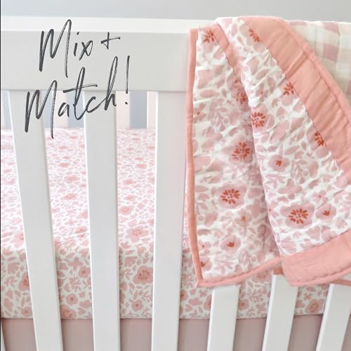 Image of HonestBaby Unisex-Baby Classics Fitted Crib Sheets Set Standard Mattress, 100% Organic Cotton Baby Boys, Girls, Neutral, 1 Pack - Peach Skin Papercut Floral, One Size