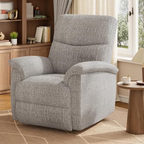 Sillón reclinable giratorio chenille gris miniatura 1