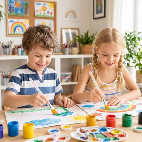 Set de 10 pinceles planos de 1 pulgada para pintura acrílica Menintog miniatura 5