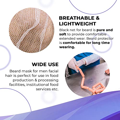 Amz Medical Supply Disposable Beard Nets For Men 19 X 9, White Kitchen Beard Guard For Restaurant 100 Pack, Nylon Beard Cover Protector, Breathable Beard Covers Nets For Cooking With Elastic Band #TOP3