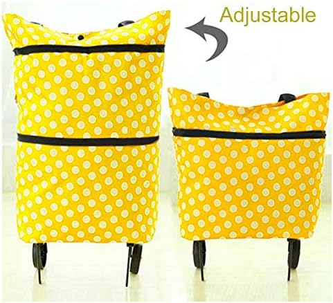 WishLotus Shopping Bag with Wheels, Multifunctional Shopping Trolley Oxford Cloth Foldable Bag with Collapsible Wheels to Save Force 2 Flexible Size Reusable for Shopping or Travelling (Green)
