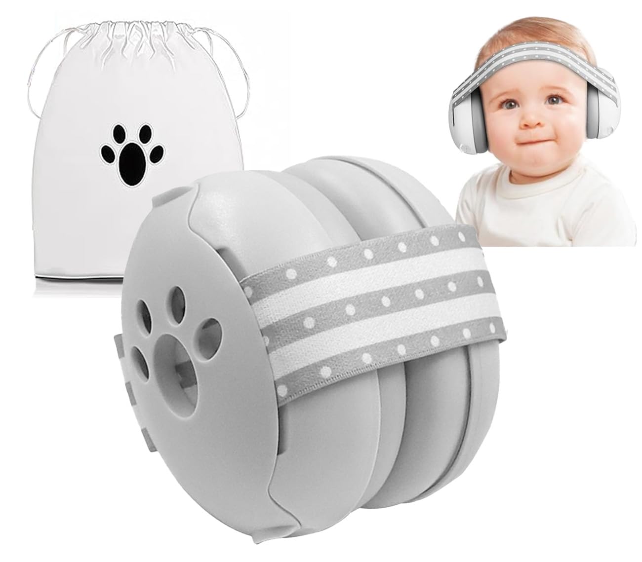 YingErTool Gehörschutz Baby 25 dB, Säuglingskopfhörer Lärmstündung für 0-36 Monate, Sicherer und Beruhigender Hörschutz, ideal für Reisen, Schlafen (Grau)