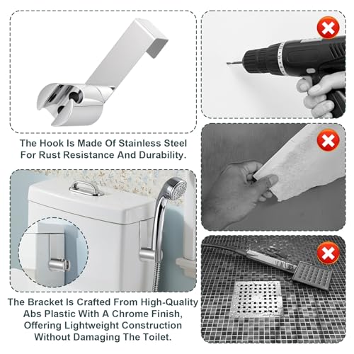 2 Pcs Bidet Sprayer Holder Handheld Bidet Sprayer for Toilet Bathroom Attachment Hanging Bracket for Handheld Shower Wand Stainless Steel Bidets Sprayers Holder for Hand Shower Toilet Bidets Sprayers