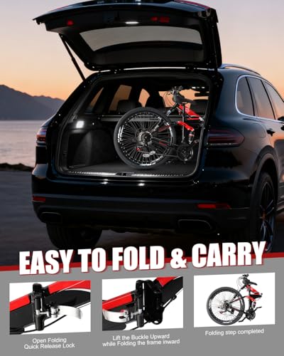 Folding Mountain Bike, 26/27.5″ Women’s & Men’s Bicycle, 21