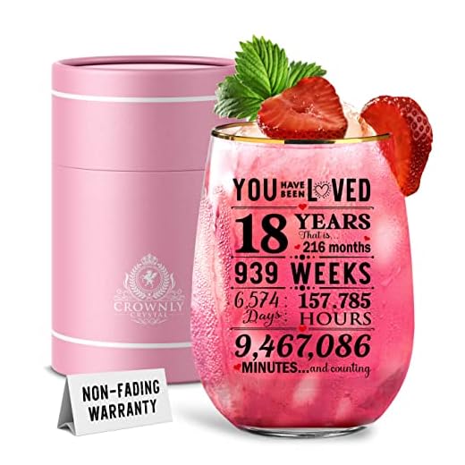 CROWNLY CRYSTAL® 2004 18 cumpleaños para niñas, regalos de ginebra de vidrio personalizados para mujeres, decoraciones de cumpleaños 18 regalos para niñas de 18 años, regalo de cumpleaños, aniversario