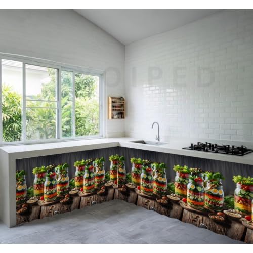 Image of Under Sink & Counter Curtain for Modular Kitchen - Printed Fabric Rod Pocket Hanging Skirt, Washable Under-Counter Cover, Pack of 2 Panels (Each Panel: 150 x 70 cm) (Jaar)
