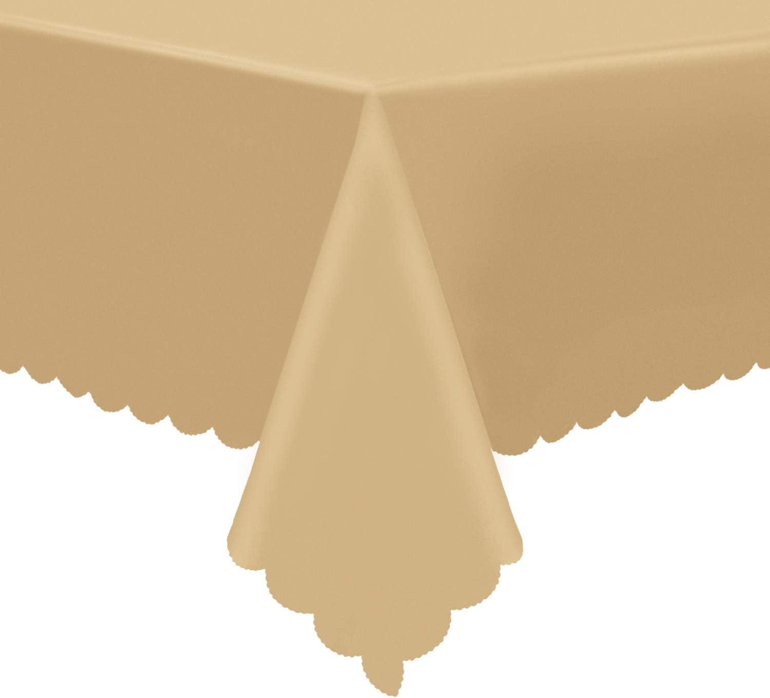 LOCIKA Washable Vinyl Tablecloth with Flannel Backing Easy Care Dinning Tablecloth Rectangle Heavy Plastic Tablecloth Waterproof Spillproof Vinyl Tablecloth (Beige_Solid, 60" X 120" Rectangle/Oblong)