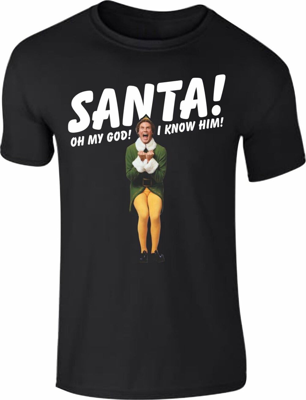 Santa! I Know HIM! T-Shirt Funny Buddy The Elf Mens Gift Black XL