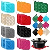 Layhit 36 Pcs Pot Holders for Kitchens Cotton Heat Resistant Potholders Oven Pot Holders Washable Hot Pads Graduation Gifts Bulk Potholders with Hanging Loops for Cooking Baking 7 x 7 in, 9 Colors