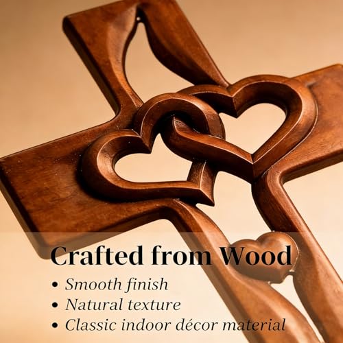 Croix en bois décoration murale rustique marron suspendre