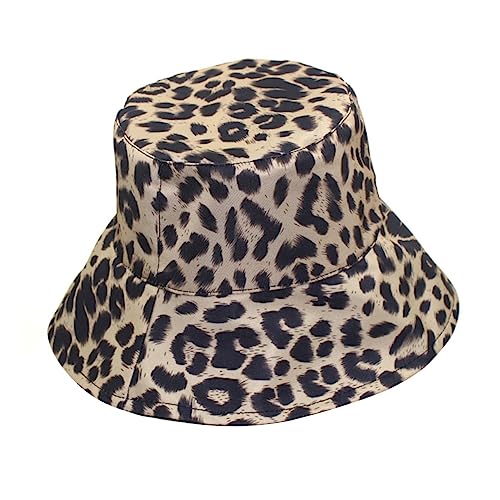 Beaupretty 1 Sombrero Tipo Cubo con Visera De Camuflaje para Pesca con Protección Solar Estilo Era para Refrescarse con Estampado De Leopardo Reversible De Pescador Color Beige