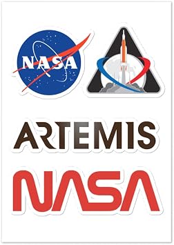 NASA Logos Sticker Sheet, NASA Artemis Sticker, NASA Meatball, NASA Worm Logo