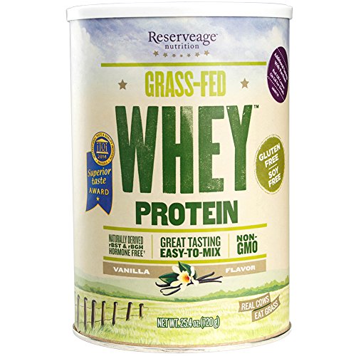 Reserveage - Grass Fed Whey Protein, Creamy, Delicious, Minimally Processed Whey from Pasture Fed Cows to Support Healthy Weight Management and Fitness, Non-GMO, Vanilla, 24 Servings (25.4 oz) Reserveage - Grass Fed Whey Protein, Creamy, Delicious, Minimally Processed Whey from Pasture Fed Cows to Support Healthy Weight Management and Fitness, Non-GMO, Vanilla, 24 Servings (25.4 oz)