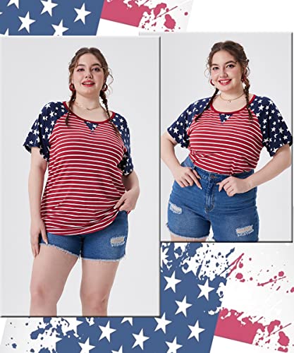 Image of CARCOS Plus Size Tops for Women Short Sleeve Shirt Summer Star /Leopard /Tie Dye /Flower Crewneck Pullover Tunic XL-5XL
