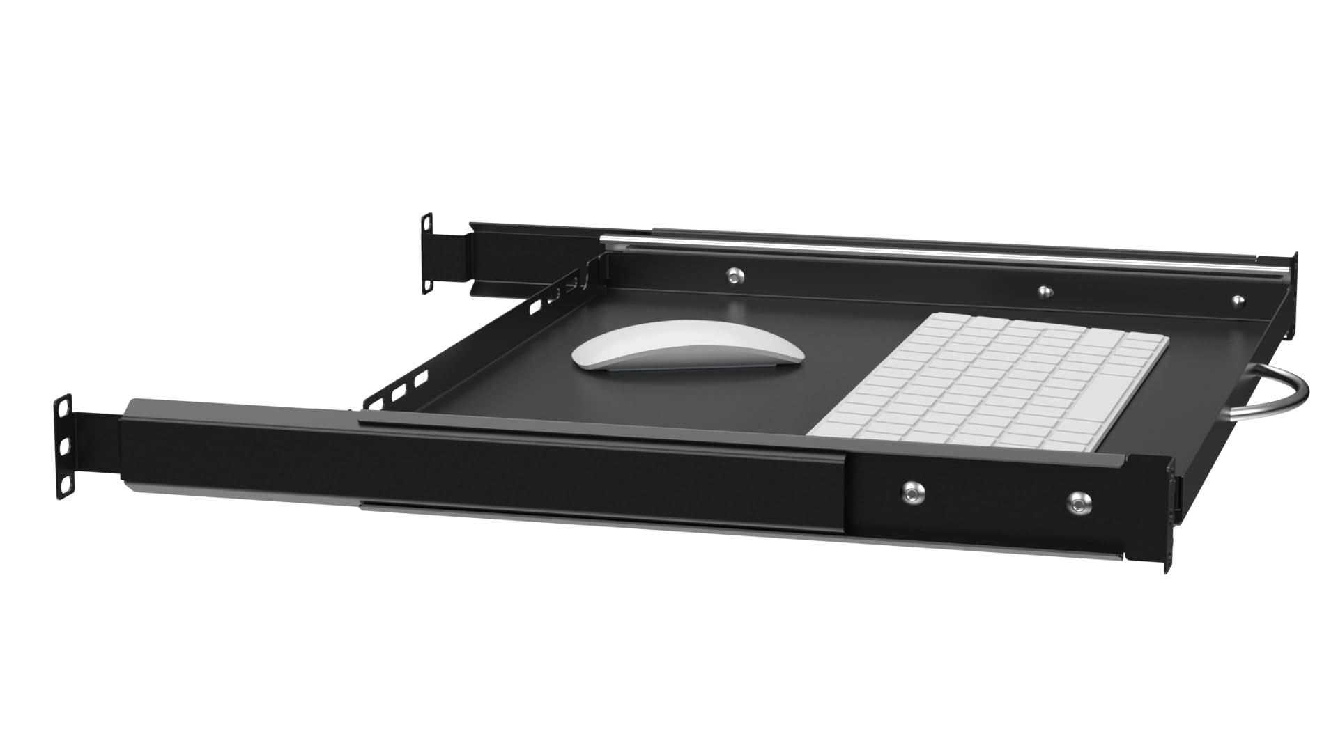 19" Ausziehbarer Regalboden für Tastatur und Maus, 350mm, schwarz RSR19-1U-350B-KM