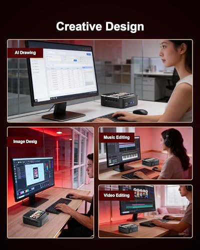 Image of Mini PC with Intel Core 14450HX (10C /16T, up to 4.8GHz), Desktop Computer Barebone Without RAM /SSD /OS, Triple 4K Display, HDMI, DP, USB-C, Ethernet, Mini Gaming Computer for Business Office Home
