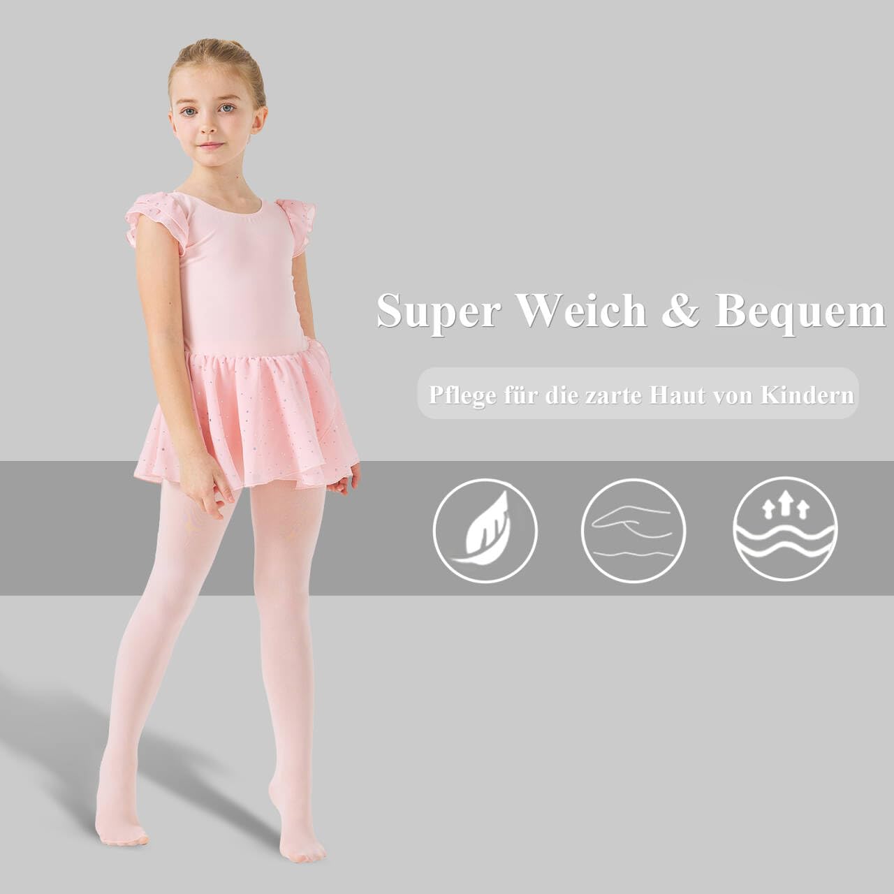 CozyWow Medias de ballet para niña, 60 den, semiopacas, de microfibra, con pie