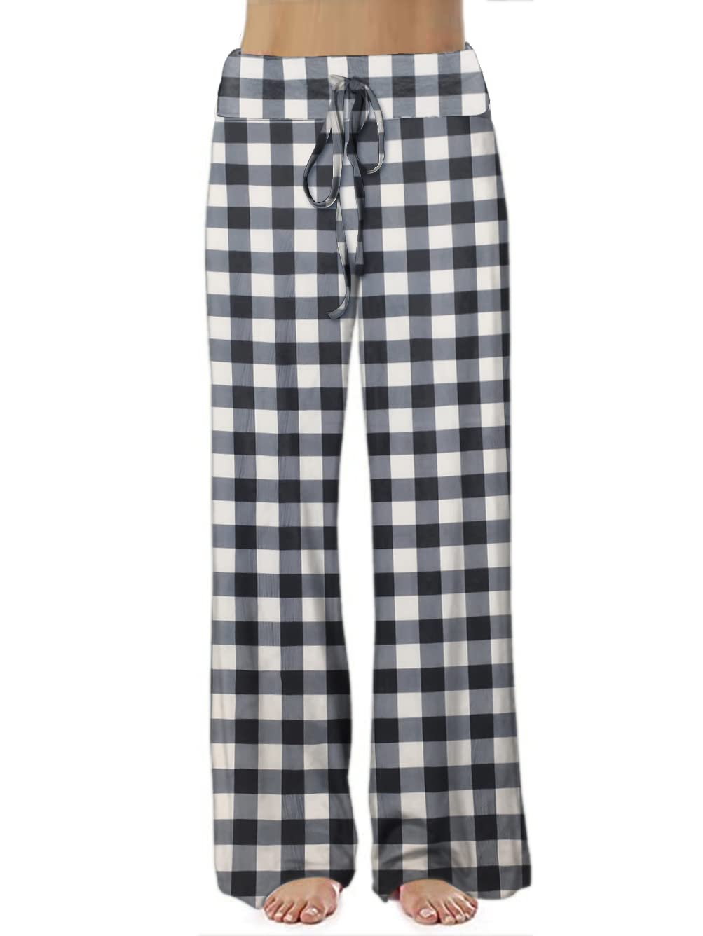 iChunhua Women's Comfy Stretch Floral Print Drawstring Palazzo Wide Leg Lounge Pant