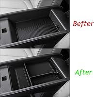 Vista 6 de BestEvMod Caja de almacenamiento para reposabrazos Ioniq5, bandeja organizadora de consola central, accesorios interiores con ribete negro de goma