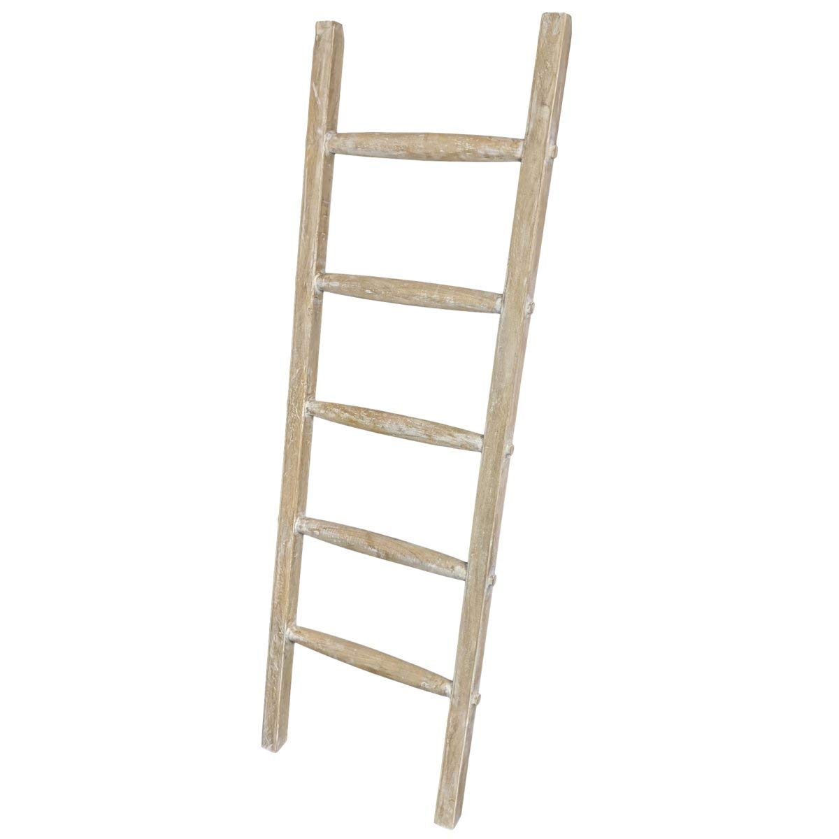 Blanket Ladder Wood Quilt Rack |5 ft Decorative Wooden Ladder by Farmhouse World