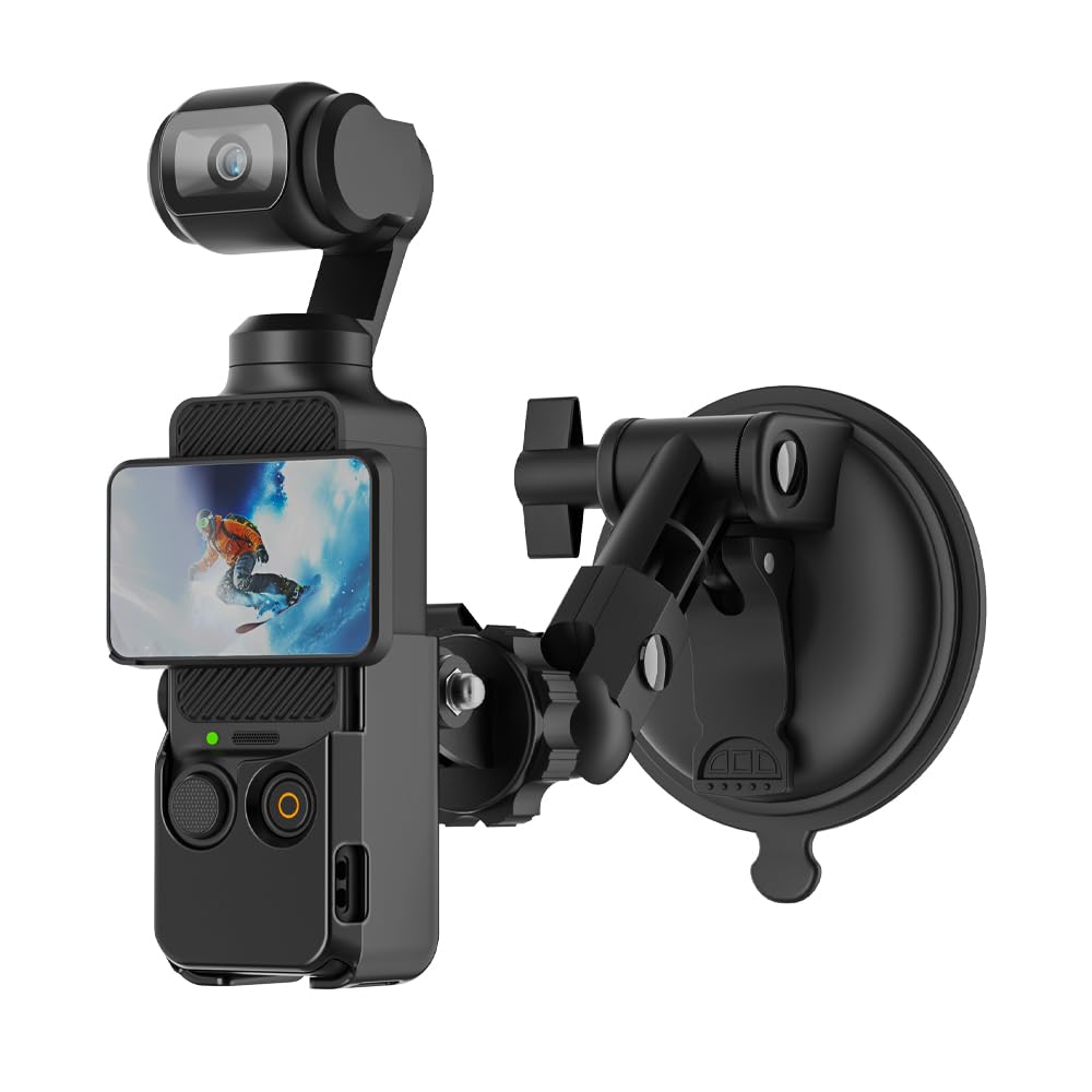 SUREWO Pocket 3 Suction Cup Mount, Car Mount Windshield Window Dash Holder Kit with Expansion Adapter for DJI Osmo Pocket 3,GoPro Hero 13/12/11/10/9/8