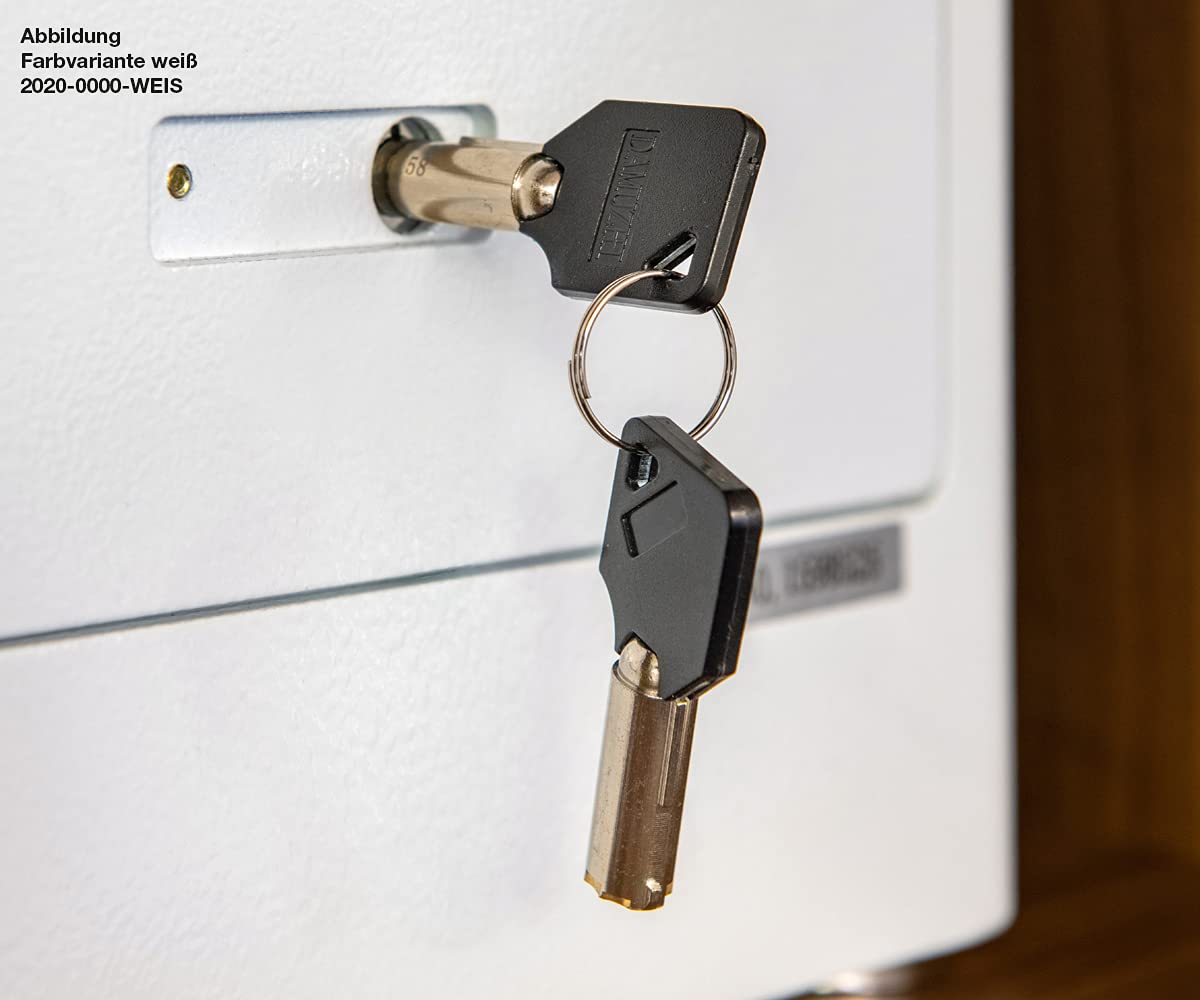 Caja fuerte electrónica para armario mySafe Premium 450, código numérico y escáner de dedos, diseño moderno, alta seguridad, color blanco