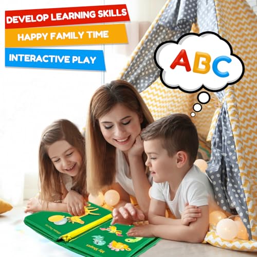 Image of Qizfun Toddler Busy Board Montessori Toys - Sensory Busy Book, Educational Learning Travel Toy for Airplane & Car, Keeps Toddlers Engaged, Birthday Gifts for Toddler Boys Girls