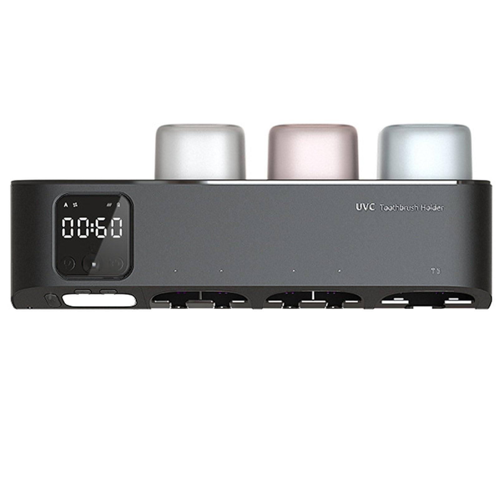 Caja de Almacenamiento para cepillos de Dientes, Estante de Almacenamiento para cepillos de Dientes eléctricos, se Puede cronometrar/Cargar,Black