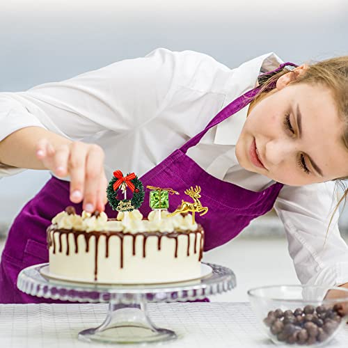 Lucleag 20Pcs Christmas Cake Decorations, Christmas Wreath Tree Bell Deer Cake Topper For Christmas Party Decorations, Cake Cupcake Toppers For Xmas Party Supplies Birthday Wedding Decor Supplies #TOP3