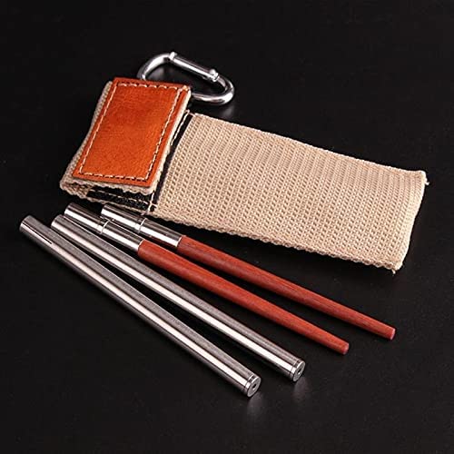 Baguettes, Baguettes Chinoises Chop Sticks 1 Pair Wood Stainless Steel Folding Chopsticks for Travel Outside Bivouacking Picnic Foldable Retractable Chopsticks Tableware,