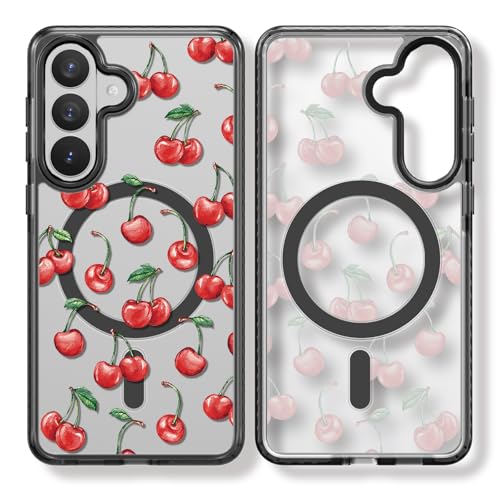 Rosarnnah for Samsung Galaxy S26 Plus Case Aesthetic Black, Cherry