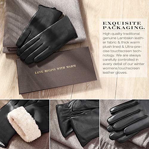 Image of Air Curvey Winter Touch Screen Leather Gloves Womens Driving Glove Warm Lining