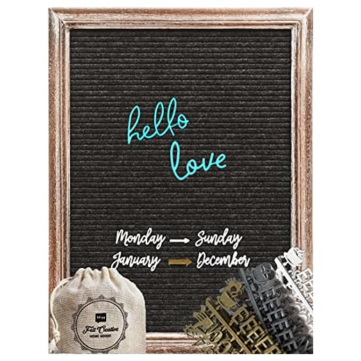 Rustic Felt Letter Board Bundle Farmhouse Vintage Barn Wood Frame and Stand by Felt Creative Home Goods Changeable Message Memo Board 700+ Letter Set Numbers (Brown Frame, Black Felt, 12x16 Inches)