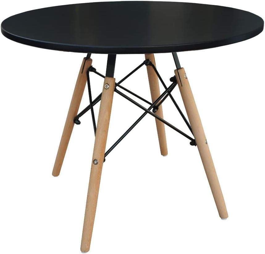 Mahmayi Modern Coffee Table Round Shape Coffee Table For Living Room, Bedroom And Balcony, Easy Assembly, Black, Tj Hyb01 60Dia_Black, Tj