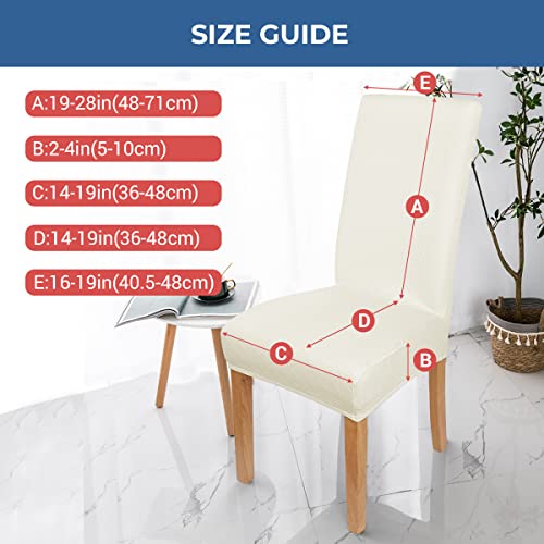 Coolbebe Chair Covers For Dining Room Set Of 6, Stretch Spandex Jacquard Parson Chair Seat Protector Slipcover Washable Removable For Kitchen, Hotel, Restaurant（Beige） #TOP3