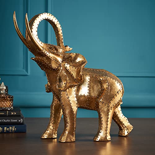 PURE HOME + LIVING Rivet Elephant Large Figurine (43x20x43 cm, Golden)