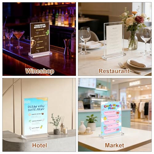 6 Stück Tischaufsteller A5 Acryl Aufsteller Menükartenhalter Preisschilder Aufsteller A5 T-Ständer Tischkartenhalter für Büro Restaurant Cafe Shop Hochzeit