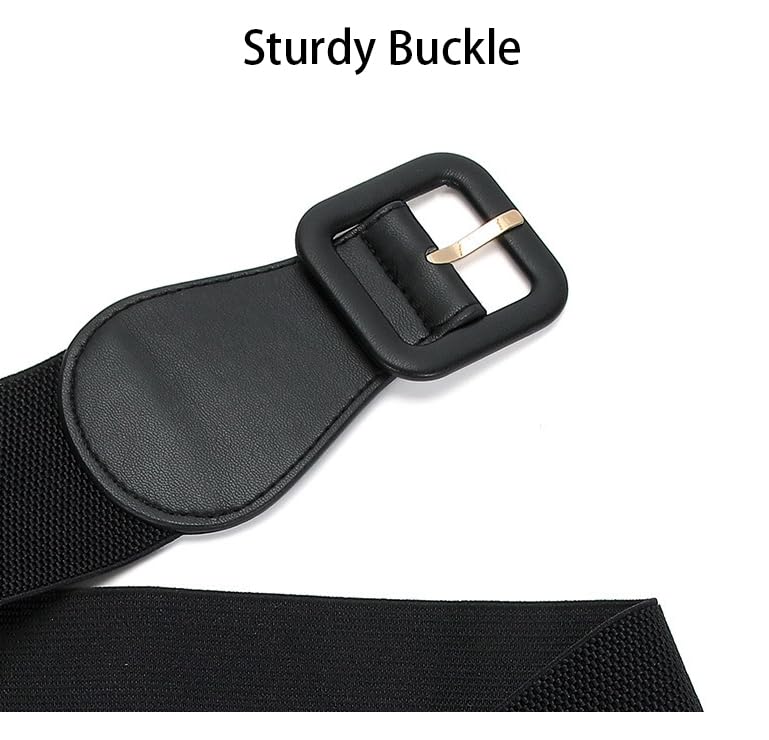 COTIM COYIN Women's Elastic Wide Stretchy Vintage Chunky Buckle Belt4