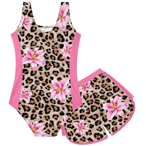 Image of TUONROAD Toddler Girls One Piece Swimsuit 2Pcs Bathing Suit Kids Swimwear with Short for 3-9