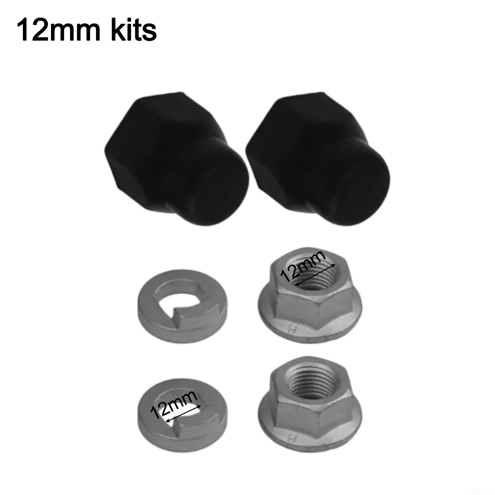 Zilimontt E-zestaw osi silnika w piaście rowerowej z nakrętkami blokującymi 12 mm i 14 mm, podkładkami zabezpieczającymi i osłonami nakrętek, trwała, stal węglowa, do elementów piasty koła rowerowego