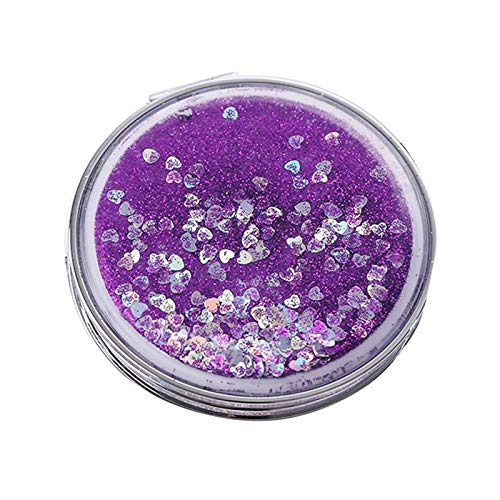MOLUO Espejo pequeño Portátil de Doble Cara de Maquillaje Espejo Plegable Femenino Regalo espumoso de Arena Mini Maquillaje Espejo Espejo de Bolsillo (Color : PP)