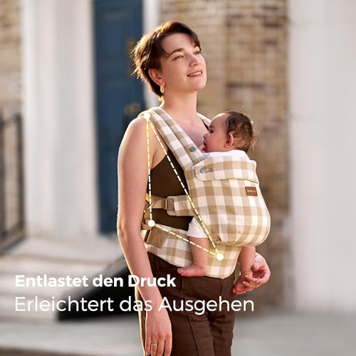 Momcozy Baby-Trage aus Natur-Baumwoll-Leinen: Besonders langlebig, ergonomisch, leicht & komfortabel - Hände-Frei für Mütter & Väter… – Ansicht 4