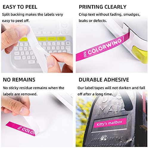 5-Pack Tze Tz Tape Compatible With Brother P Touch Label Tape 12Mm 0.47 Inch Laminated(White,Berry Pink,Purple,Pink,Blue),For Ptouch Pt-D210 H110 D600 D220 D410 Label Maker #TOP2
