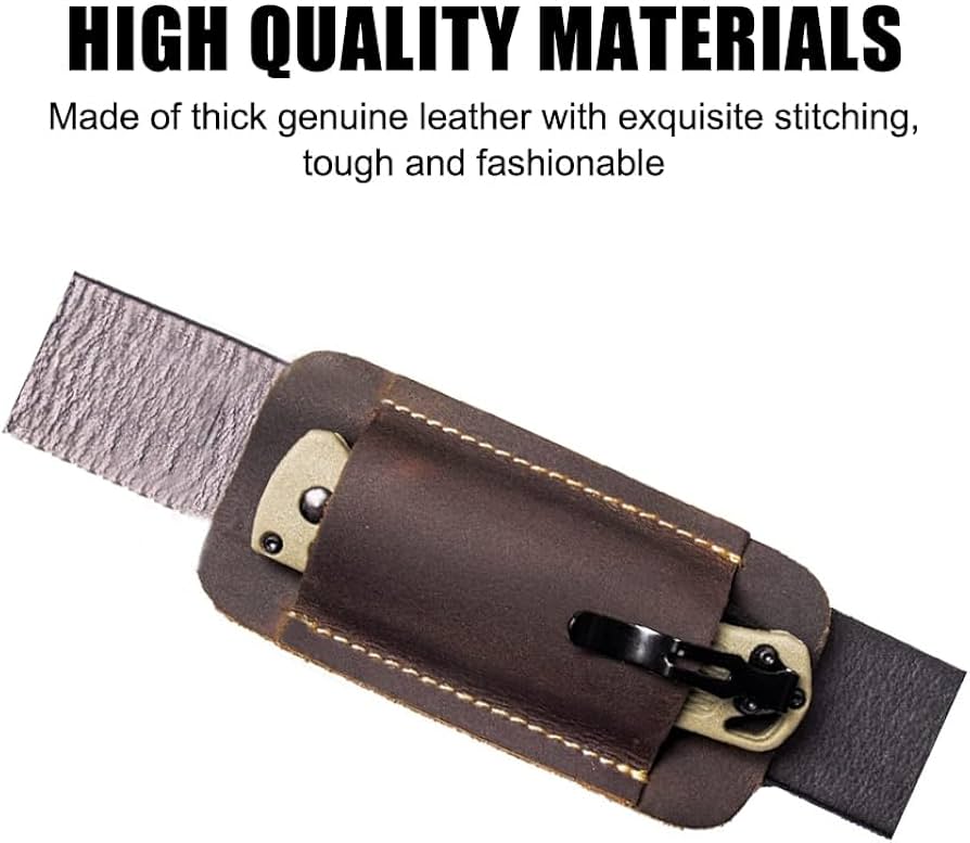 GisWell Leder Messerscheide Für Gürtel - EDC Taschenmesser Holster Schwarz